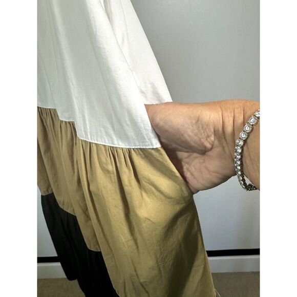 ANTHROPOLOGIE MAEVE Women's Ashleigh Colorblock Midi Sundress Black Size Medium - Picture 6 of 13